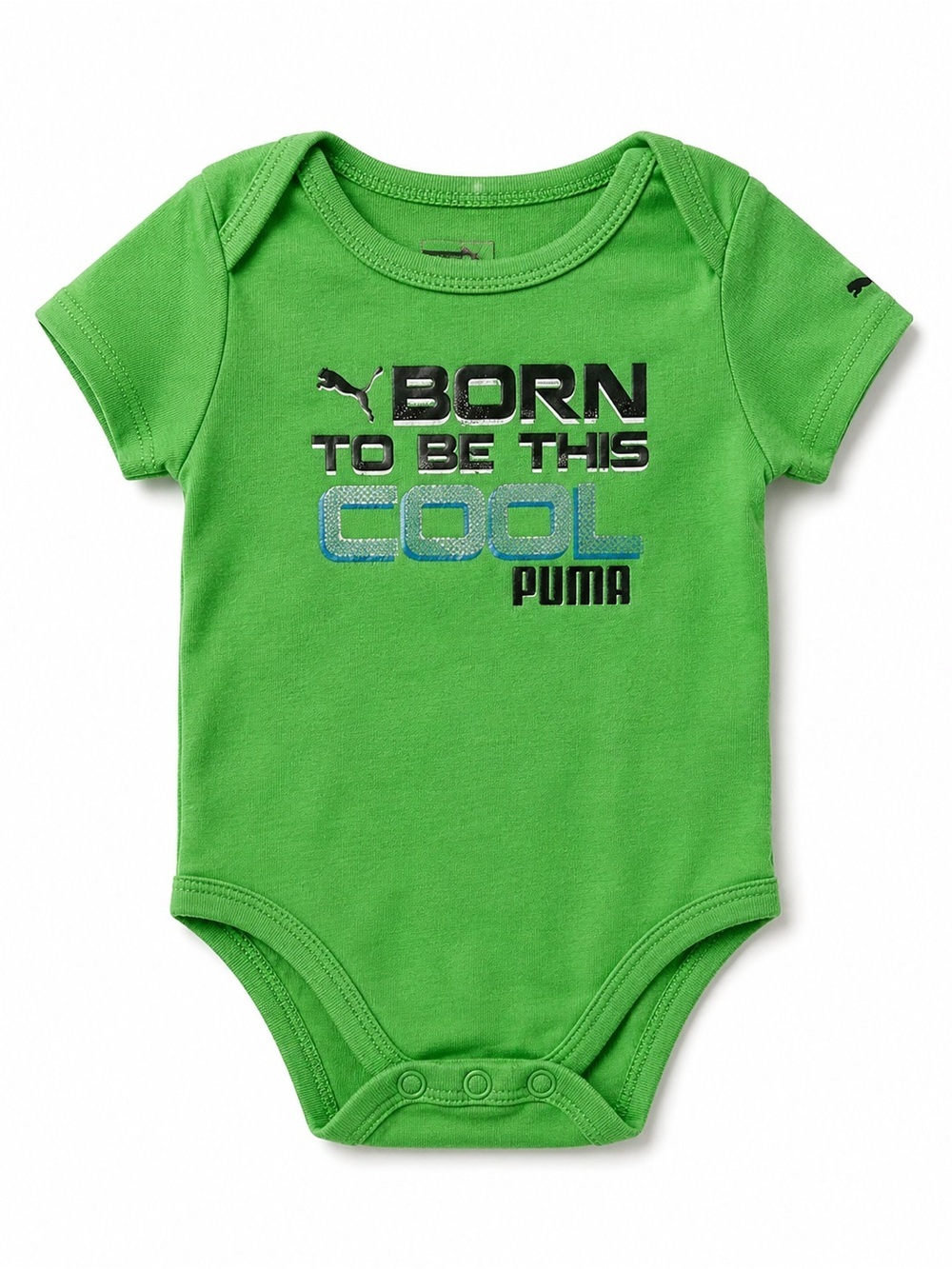 PUMA Green Baby One-Piece with 'Born to Be This Cool' Graphic